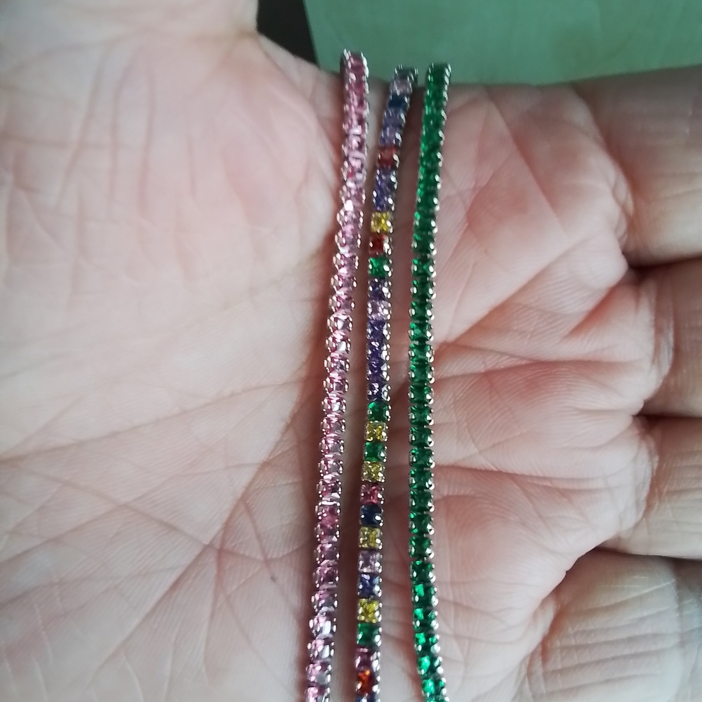 Pretty Bird Green, Multicolor and Pink Gemstone Bracelets - Picture 6 of 6